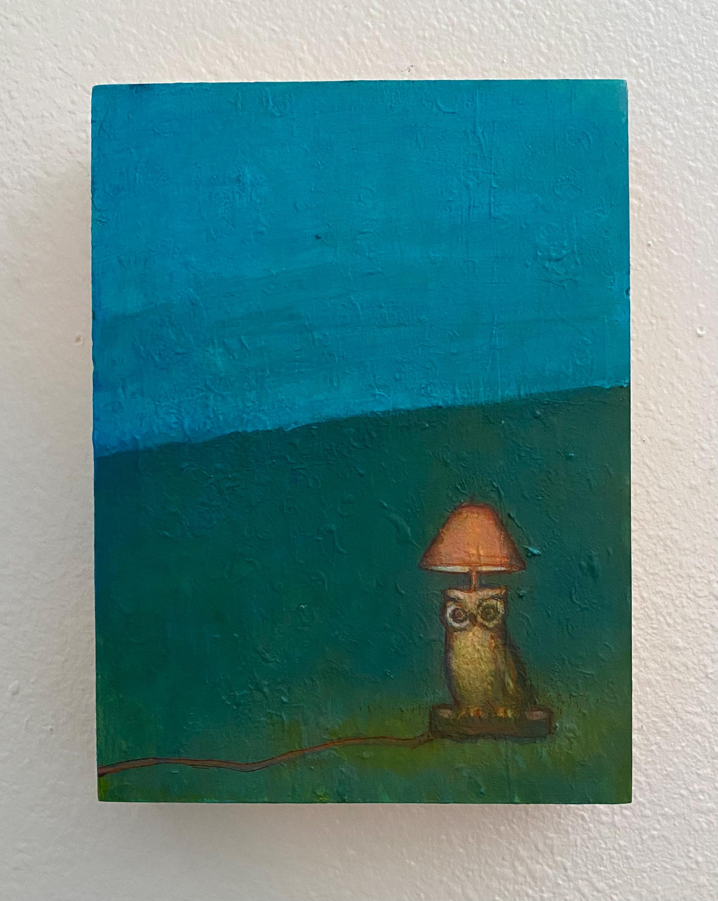 Owl Lamp in the Flint Hills (study) ORIGINAL painting 6"x 8" on cradled birch panel
