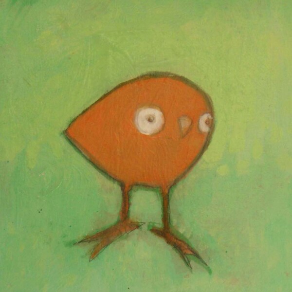 orange bird painting