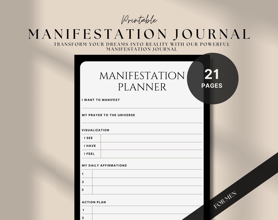 Manifestation Journal for Men: Vision Board &amp; Affirmations (US Letter) (digital Download) - Etsy