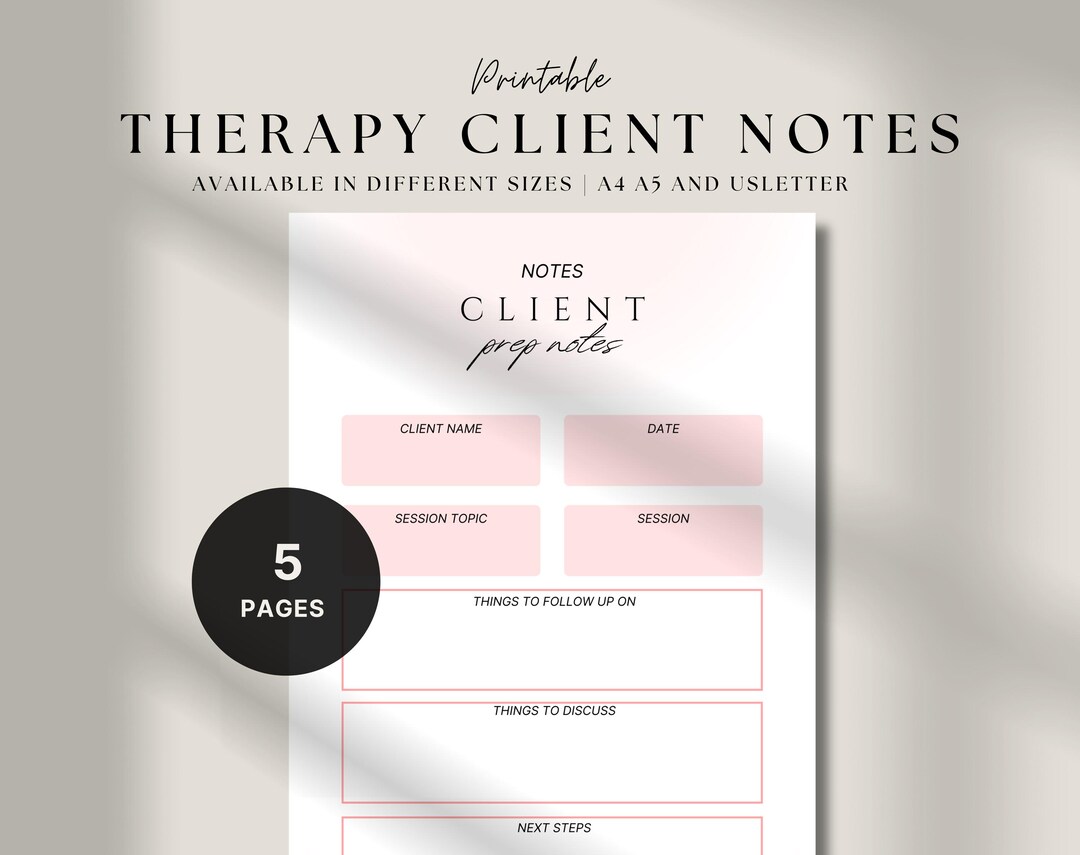 Therapist Client Session Notes: Progress & Goals Worksheet (PDF) - Etsy