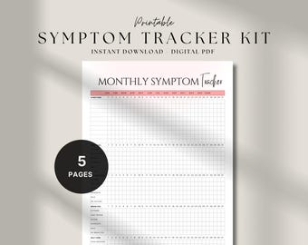 Kit de seguimiento de síntomas: Diario de salud mensual (descarga digital)