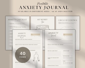 Utskrivbar ångestjournal: Humörspårare, egenvårdsarbetsblad (digital nedladdning)