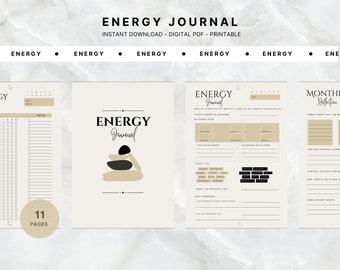 Energiejournaal Licht voor geestelijke gezondheid | Zelfzorgplanner afdrukbare manifestatiewerkmap | Werkblad Energie- en stemmingstracker