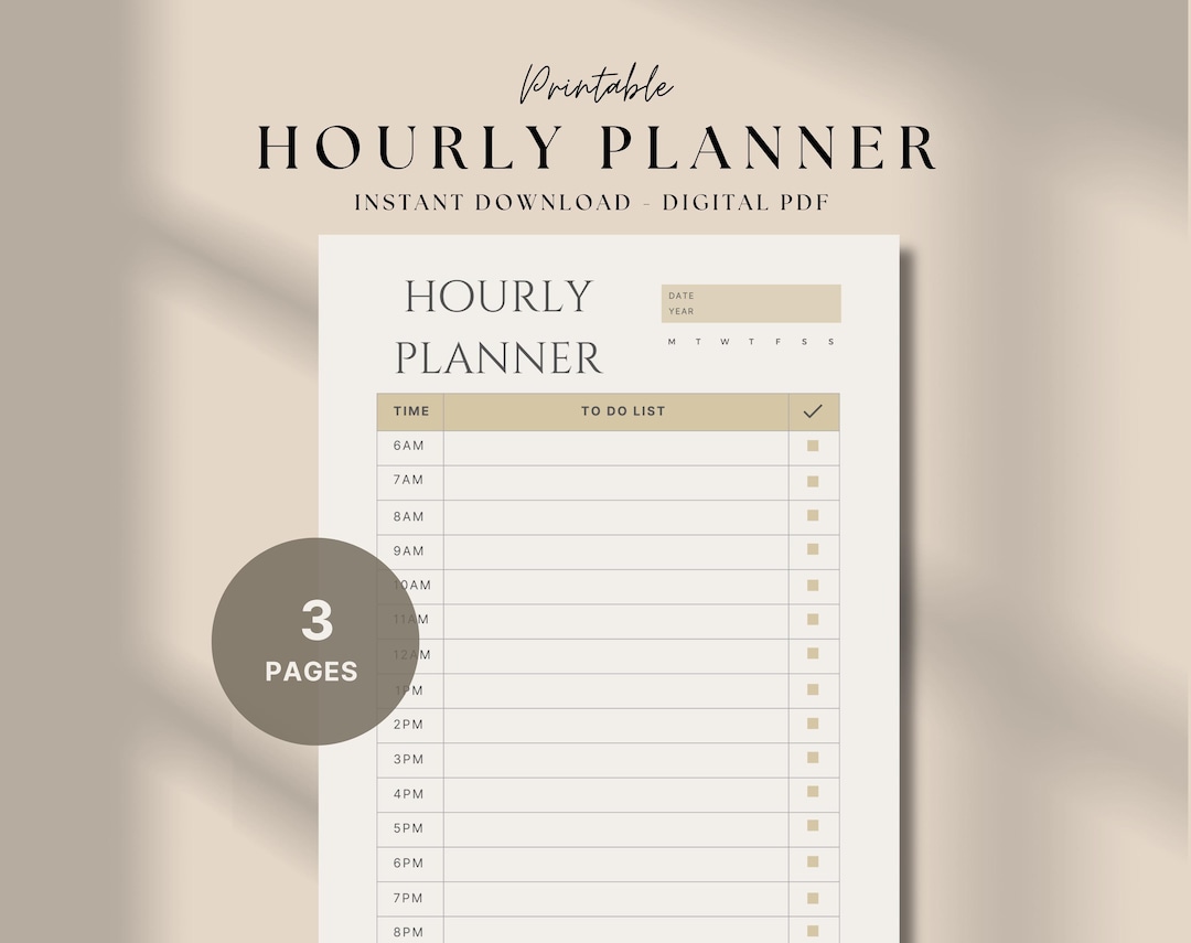 Hourly Planner Printable: Daily Schedule, Time Blocking Template (A4/A5 ...