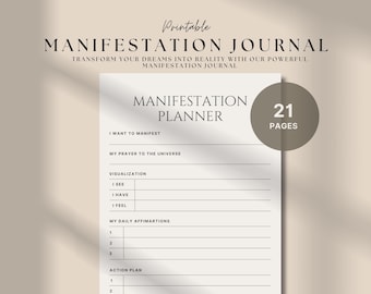 Manifestation Journal: Gesetz der Anziehung, Schattenarbeit (druckbare digitaler Download)