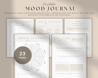 Humörjournal och spårare: Mental hälsa, egenvårdsplanerare (utskrivbar PDF)