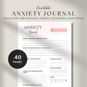 Digital Anxiety Journal Pink | Anxiety Worksheets, GoodNotes Relief Workbook, Guided Prompts, CBT Therapy Notebook, Mental Health Wellness