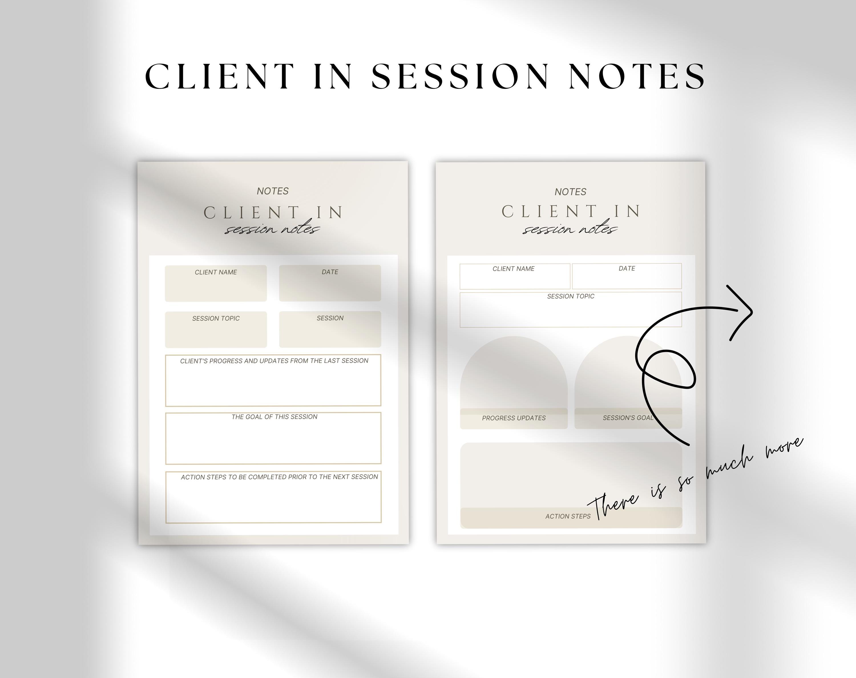 Therapy Session Notes With Client Prep for Progress and Goals Worksheet ...