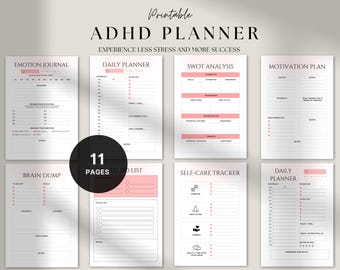 ADHD Planner Printable: Daily Organizer, Brain Dump, Self-Care (PDF)