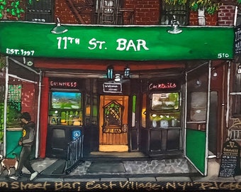 Print on Canvas 11th Street St Bar East Village NY NYC Irish Pub Guinness Cobbs Arts