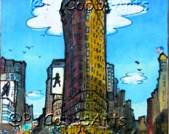 Print on Canvas Giclee Flatiron Building, New York City, Landmark District Andrew Gormley Chelsea Sculpture Selfie Tourists PJ Cobbs Arts