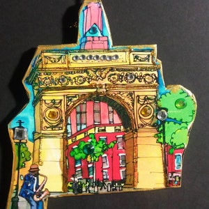 Ornament Washington Square Park Arch New York City Holiday Tree Ornament Christmas Hannukah  Greenwich West Village Sax Player