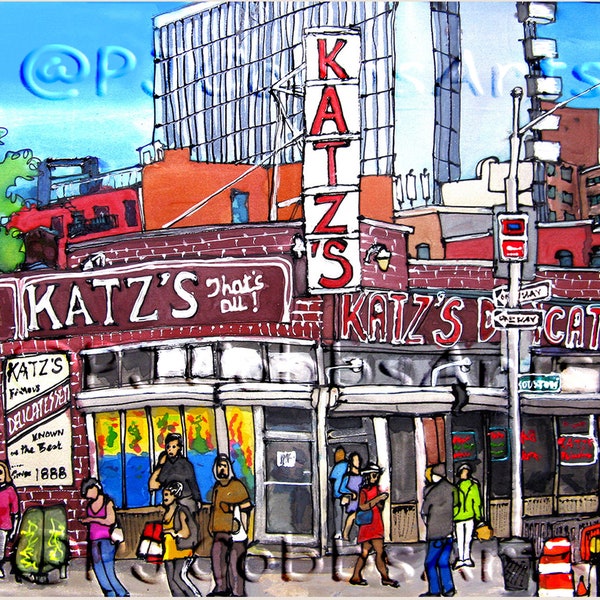 Matted Print Katzs Deli New York Neighborhoods PJ Cobbs Jewish Pastrami Corned Beef Sandwich Lower East Side When Harry Met Sally Restaurant