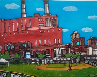 Print On Canvas Giclee Con Edison Peter Cooper Village Park Little League Baseball Diamond NYC Landscape Cityscape PJ Cobbs Arts