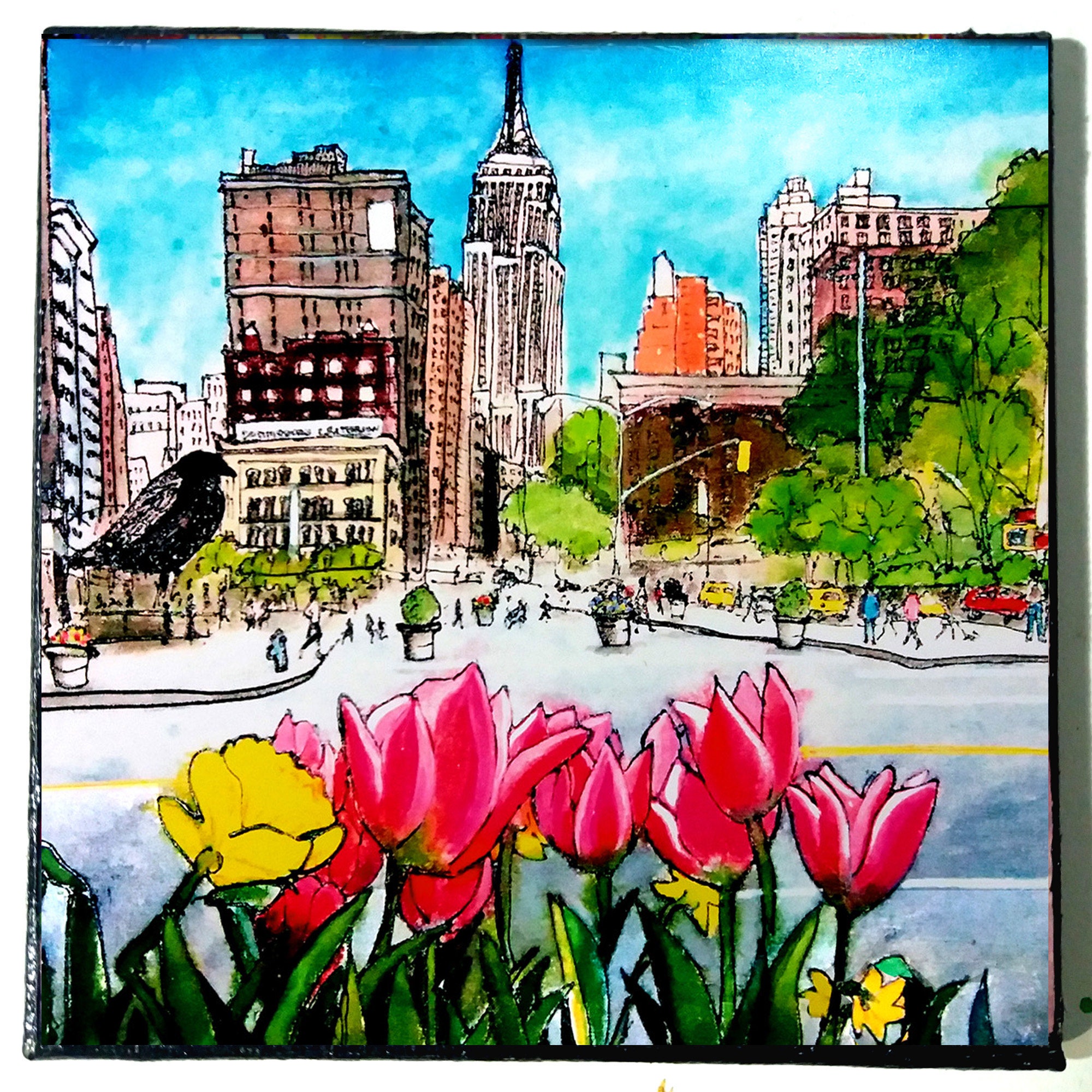 MADISON PARK   絵画 Madison Park Signature 76x76cm 金銀箔ウオールアート Sunburst