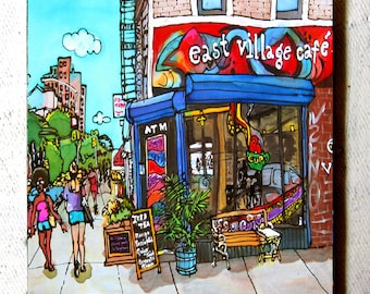 Art Coaster East Village Cafe, by PJ Cobbs New York Neighborhoods