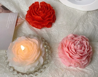 Bougie pivoine en forme de fleur, décoration de bougie pour la maison, cadeau de bougie de mariage, bougie pour praticien de yoga, bougies dattes pour dîner romantique
