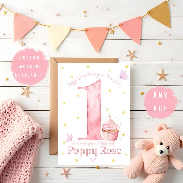 Birthday in the stars card | Personalised angel baby card | Heavenly birthday | Baby and infant loss