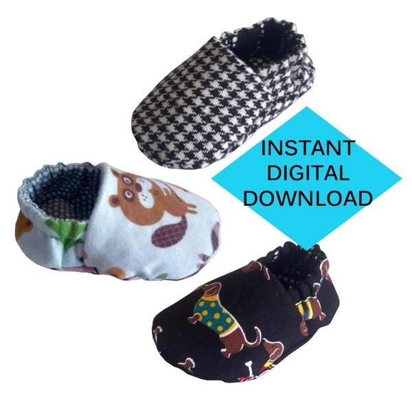 Wende-Babyschuhe Schnittmuster- PDF-Tutorial auf Englisch mit britischen Maßen