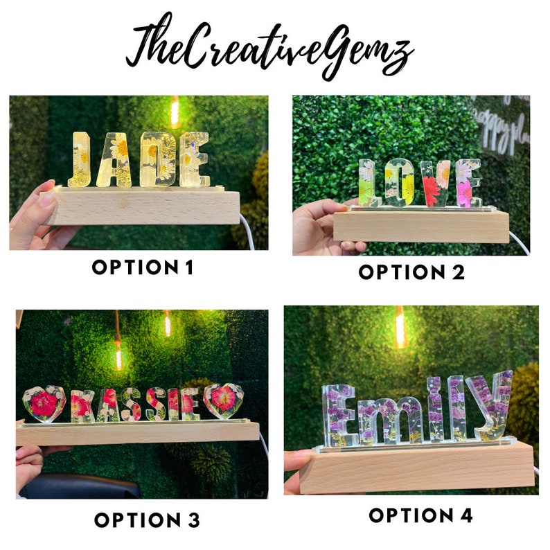 Custom Resin Epoxy Letter Lamp, Handmade Night Light , Personalized
