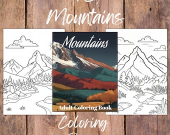 Mountains: Adult Coloring Book