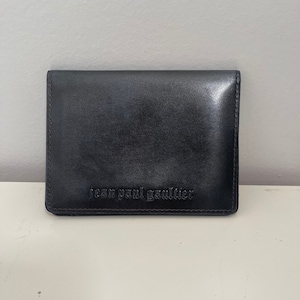 Seltenes Fundstück! Vintage Jean Paul Gaultier Signature Gunmetal Leder Kartenhalter (Unisex), Kartenetui, Kartentasche, Geschenk zum Vatertag