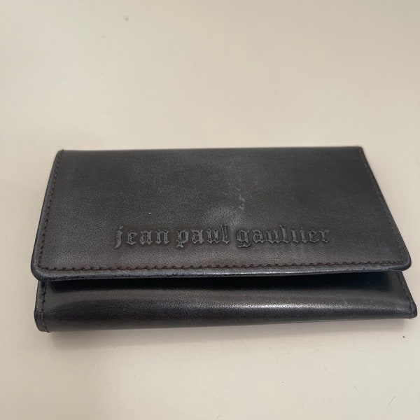 Rare Find! Vintage Jean Paul Gaultier Signature Gunmetal Leather Key Case (Unisex), Key Holder, Key Wallet