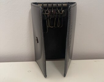 Vintage Jean Paul Gaultier Gunmetal Leather Key Case - 90s Style