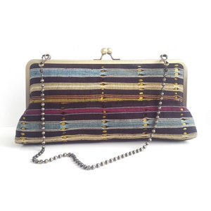 Striped clutch purse, Statement bag, oversized clutch, Vintage Aso-oke Clutch Handbag with strap image 1