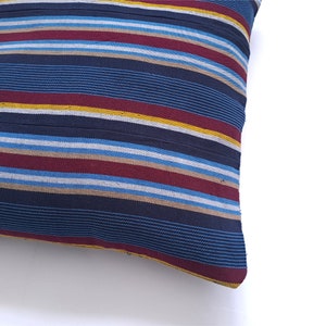 Blue Striped Throw Pillow, Striped pillows, Afrocentric decor, Aso Oke Cushion image 2