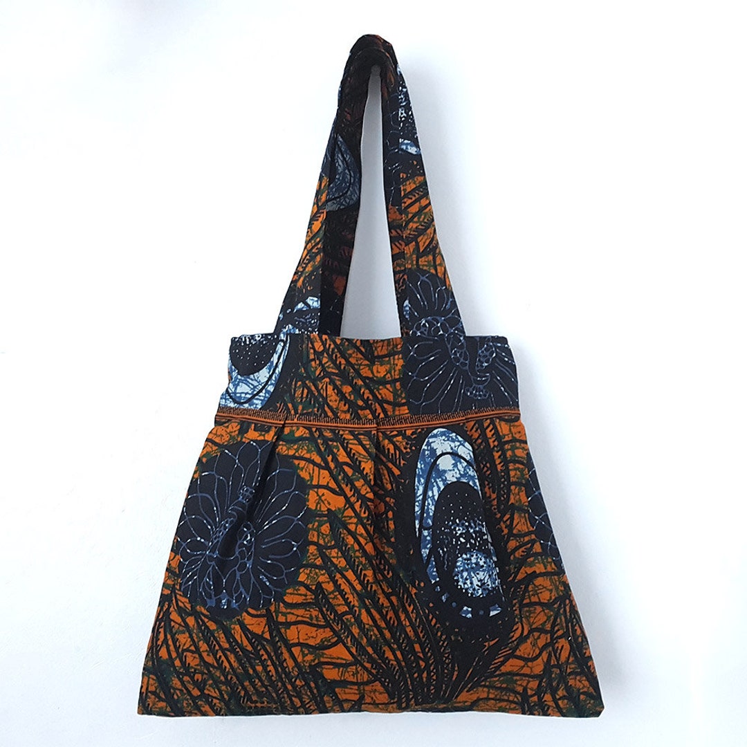 Orange and Blue Tote Bag African Print Tote Bag Shopping Bag - Etsy