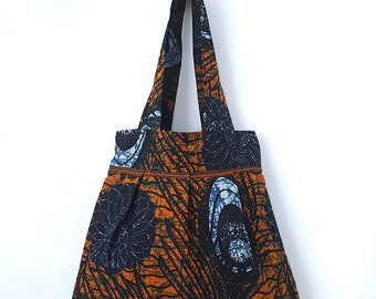 Orange and Blue tote bag, African print tote bag, Shopping Bag