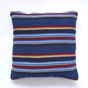 Blue Striped Throw Pillow, Striped pillows, Afrocentric decor, Aso Oke Cushion image 1