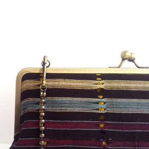 Striped clutch purse, Statement bag, oversized clutch, Vintage Aso-oke Clutch Handbag with strap image 5