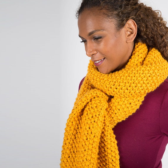 Mustard yellow on sale knit scarf