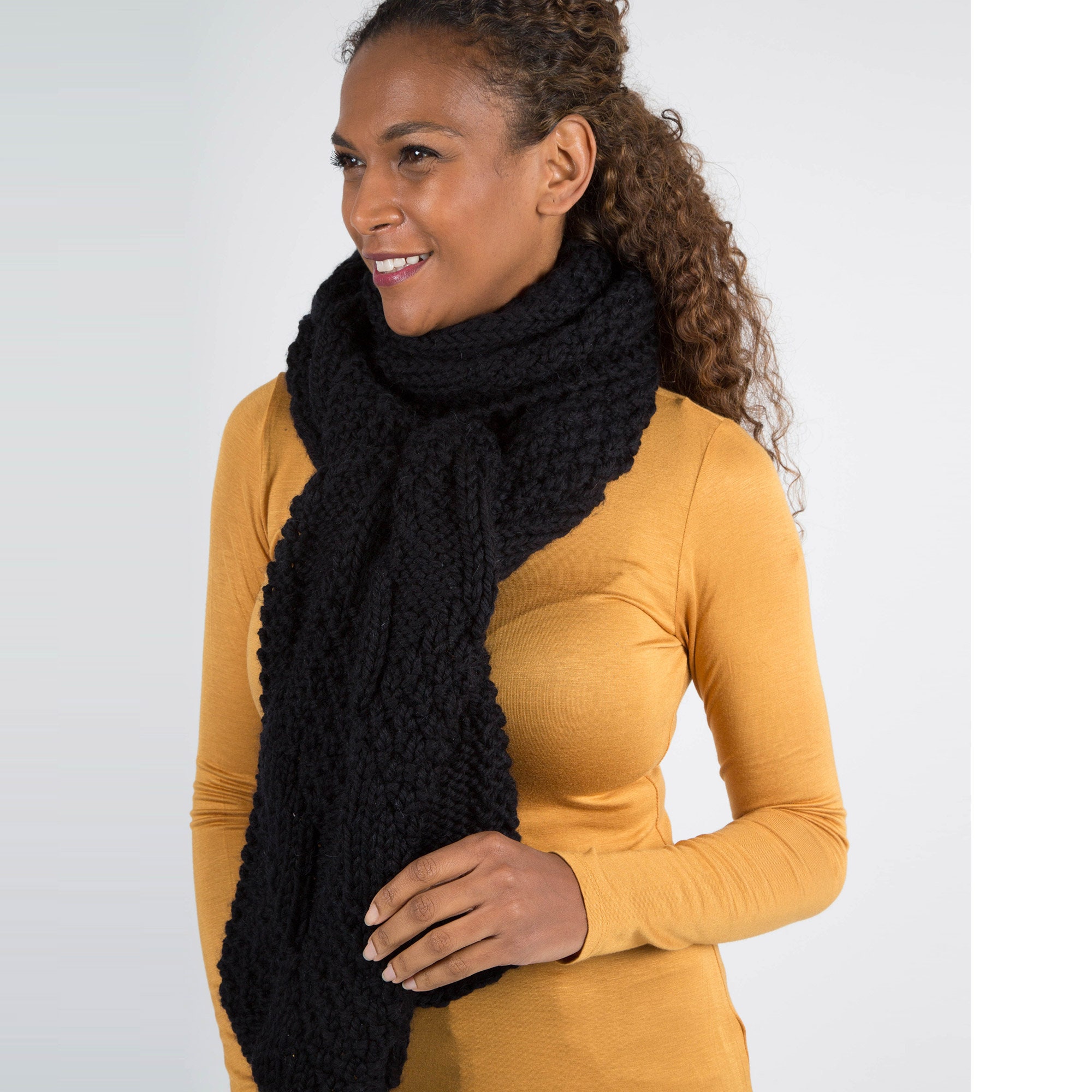 Chunky Black Wool Scarf 100% Merino Wool Black Winter Scarf - Etsy