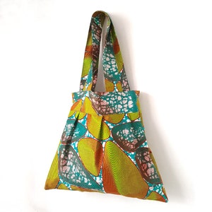 Green African print bag, Green ankara tote bag, Afrocentric Gift image 2