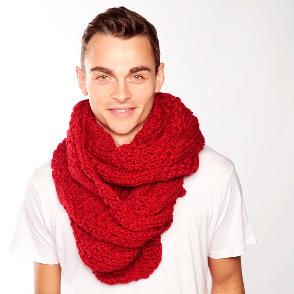 Red Winter Scarf Knitted Red Scarf Boyfriend Gift - Etsy