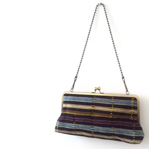 Striped clutch purse, Statement bag, oversized clutch, Vintage Aso-oke Clutch Handbag with strap image 4