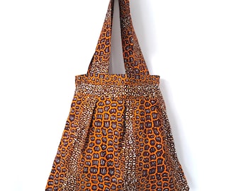 Borsa tote Ankara arancione, borsa con stampa africana, regalo per lei