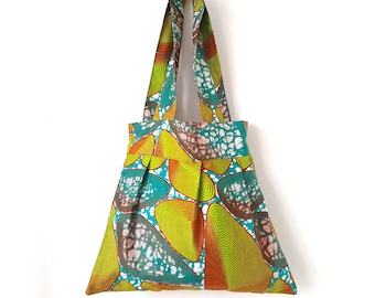 Green African print bag, Green ankara tote bag, Afrocentric Gift