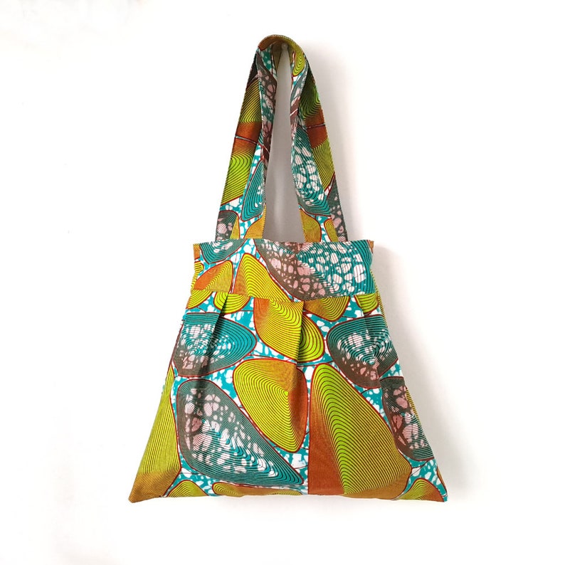 Green African print bag, Green ankara tote bag, Afrocentric Gift image 1