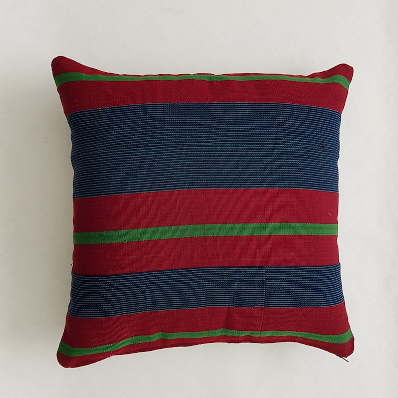 Striped Red and Blue Cushion Handmade Throw Pillow 16 Inch Etsy
