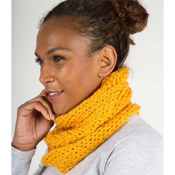 Yellow Chunky Knit Wool Snood Winter Warmer Wool Knitted - Etsy
