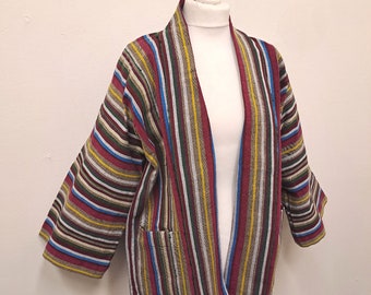 Aso Oke Jacket, Striped Kimono Style Jacket