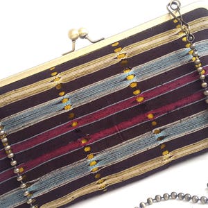 Striped clutch purse, Statement bag, oversized clutch, Vintage Aso-oke Clutch Handbag with strap image 7