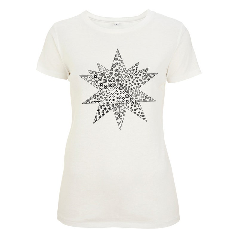 African graphic tee, Black Star Adinkra t-shirt White