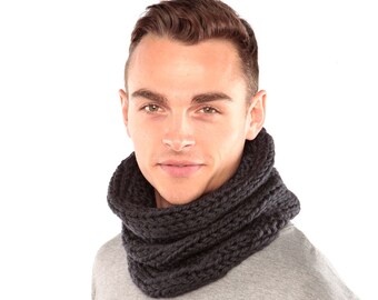 Snood in maglia grossa, sciarpa di lana lavorata a maglia unisex, opzioni di colore disponibili