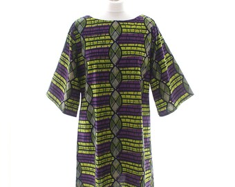 Top de túnica Ankara, túnica con estampado africano, túnica morada y verde, vestido con estampado Ankara