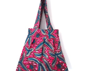 Pink Ankara Tote Bag, African print bag